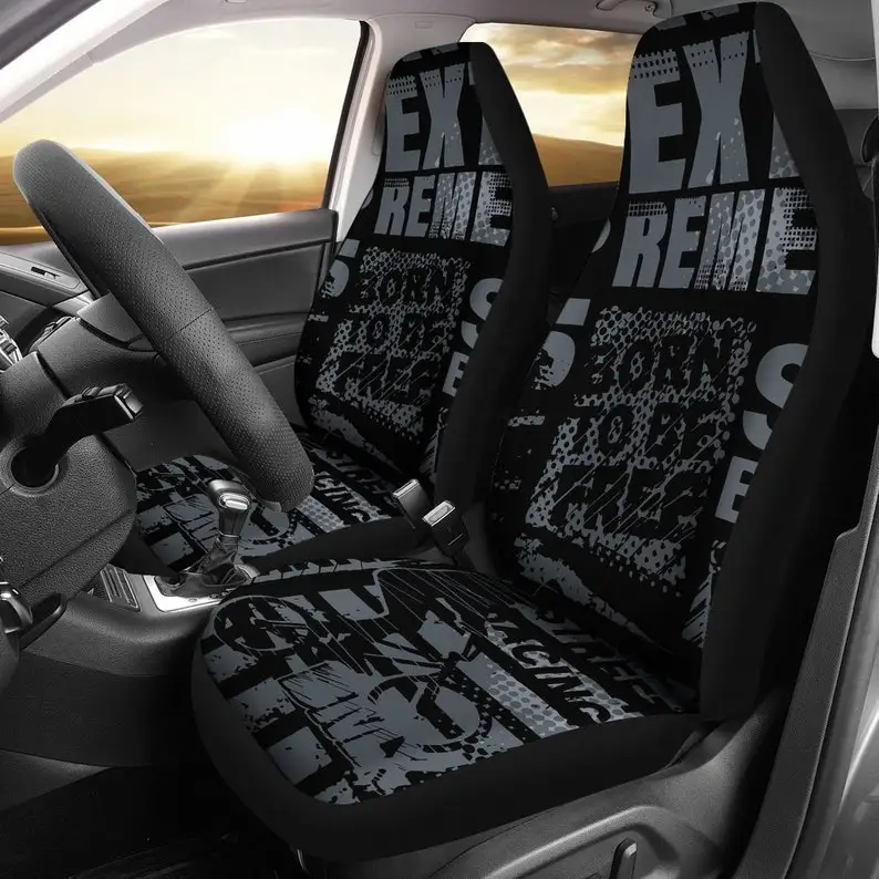 Black Grey Extreme Sports X Games Car Seat Covers Pair, 2 Front Seat Covers, Car - £27.29 GBP