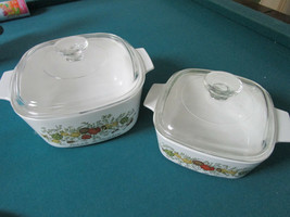 Pair Of Corning Ware Clear Pyrex A-9-C And A7C With Lid La Marjolain Le Persil - £65.79 GBP