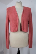 Eileen Fisher M Pink Silk Knit Cropped Open-Front Cardigan Sweater - £27.33 GBP