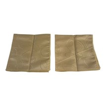 Set Of 2 Gold Satin Feel Formal Napkins Leaf Design Cloth 18.5 Hollywood... - £14.92 GBP