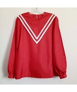 Vintage Lady Manhattan Striped Triangle Sailor Bib Front Blouse Long Sle... - £48.84 GBP