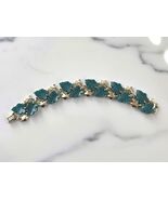 Teal Leaf &amp; Pearl Bracelet | Vintage 1950s Thermoset Foliage Cuff Retro ... - $426.72 MXN