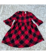 GAP Kids Buffalo Plaid Bell Sleeve Dress Red Black Little Girls Size XS 4-5 - $19.78