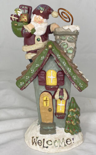 Kurt Adler Christmas Ceramic House 7" With Santa - $19.78