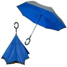 Double Layer Windproof Reverse Folding Rain Umbrella with Hands Free C-Handle - £8.69 GBP