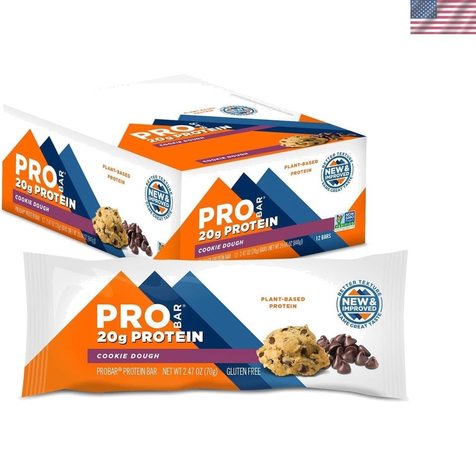 Delicious Gluten-Free Cookie Dough Protein Bar - 20g Plant Protein, 12 C... - £37.34 GBP