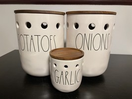 Rae Dunn ONIONS Canister - Ceramic with Wood Lid - 9 in TALL + 6.5 IN DI... - $74.95