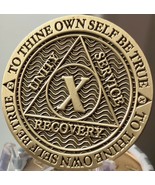 10 Year AA Medallion Reflex Antique Chocolate Bronze Sobriety Chip Coin - $2.13