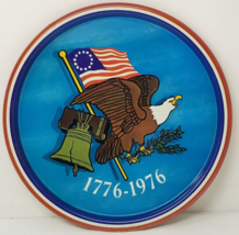 USA Bicentennial Metal Serving Tray 1976 Liberty Bell Bald Eagle 1776 Blue Vtg - £9.51 GBP