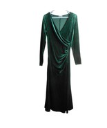 Women’s Zaberry Ruched Velvet Wrapped Long Green Party Dress Sz M Pull On - $324.15 MXN