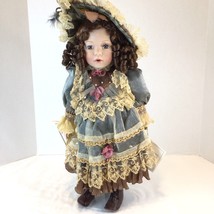 The Duck House Heirloom Coll.  Porcelain Doll Erin Satin Dress, Hat, Parasol - £16.44 GBP