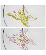 2 Vintage Butterfly Blown Glass Clear Purple Green Hand Painted Floral O... - $34.17 CAD