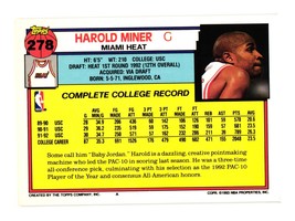 1992-93 Topps #278 Harold Miner Miami Heat - £1.56 GBP