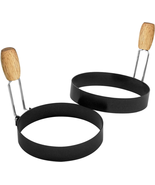 COTEY 3.5&quot; Egg Rings Set of 2 with Wooden Handle, Large Ring for Frying ... - £10.06 GBP