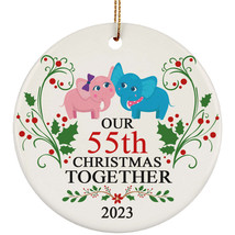 Funny Couple Elephant Ornament Christmas Gift 55th Wedding 55 Years Anniversary - £11.83 GBP