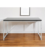 54&quot; Black and Silver Wood and Stainless Steel Writing Desk - $620.52 CAD
