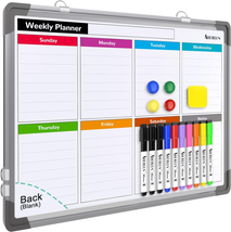 Small Weekly Calendar Dry Erase Whiteboard for Wall, 16&quot; X 12&quot; Magnetic Dry Eras - £20.53 GBP