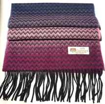 100% CASHMERE SCARF Wrap Chevron Purple/Pink/Blue/Black Made in England #W07 - $9.49