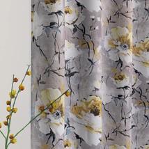 Grey And Yellow Classical Floral Blackout Curtains For Living Room Vintage - $48.93