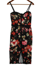 Women L Stretchy Black Red Pink Floral Zip Strap Dress Material Girl Str... - £15.50 GBP