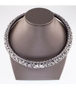 Antique Indian Hansuli Hand Carved Silver Choker Necklace - $1,320.00
