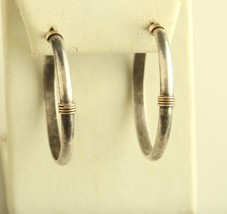 Vintage KFIT Sterling 14K Binded Rope Hoop Earrings - £87.04 GBP