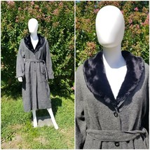 Jessica Holbrook black Gray boiled 100% wool knit long cardigan sweater ... - $59.85