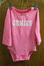 Carter&#39;s Pink &quot;Genius&quot; Long Sleeve One-Piece - size Girls 18 Months - $9.99