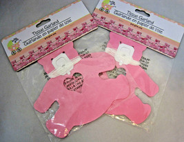 Pink Bears with Hearts Tissue Garland Banners Baby Girl Valentines Day Lot of 2  - £10.38 GBP