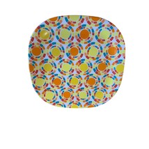 Hard Plastic Dinner Plates Set of 2 Square 11 in Diameter Yellow Orange ... - $9.89