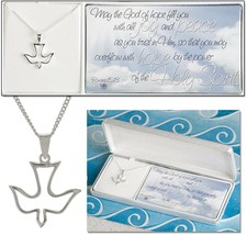 Silver Plated Romans 15:13 Open Descending Dove on 18 inch Chain - £57.35 GBP