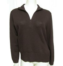 DIA North of Boston Brown Wool Zip Santana Knit polo Sweater Large Vintage - £19.79 GBP