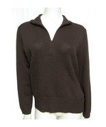 DIA North of Boston Brown Wool Zip Santana Knit polo Sweater Large Vintage - £19.68 GBP
