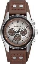 Fossil Men&#39;s Coachman Quartz Stainless Steel and Leather Casual Cuff Watch - £77.49 GBP