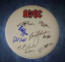 AC/DC 7x Band Hand Signed Drum Head Chris Slade, Phil Rudd, Simon Wright - £811.96 GBP