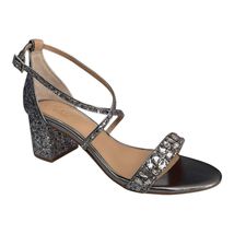 BADGLEY MISCHKA Jewel Women’s Claudia Silver Glitter Block Heel Sandal 8.5 - $36.33