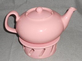 RARE! Hoganas Keramik TWO PIECE TEAPOT w/TRIVET Pink Color AS IS Sweden - £31.15 GBP