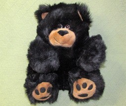 People Pals Black Bear Plush Chubby Furry Stuffed Animal Aurora 11&quot; Sitting Toy - £12.45 GBP