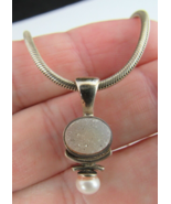vintage STERLING SILVER &quot;S.A.W.&quot; .925 18&quot; pearl necklace pendant 15.8g I... - $68.37 CAD