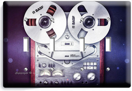 Retro Reel To Reel Recorder Player 4 Gang Light Switch Plate Music Studio Hd Art - £17.25 GBP