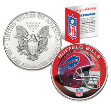 BUFFALO BILLS 1 Oz American Silver Eagle $1 US Coin Colorized NFL LICENSED - £66.16 GBP