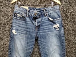 Abercrombie &amp; Fitch Jeans Men 32x32 Blue Button Fly Slim Fit Straight Le... - $22.99