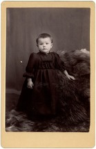 Circa 1890&#39;S Cabinet Card Adorable Little Toddler Girl In Black Dress By Fur - £7.43 GBP