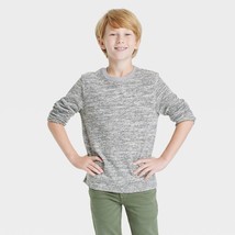 Boys&#39; Long Sleeve Cozy Soft Knit Crew Neck T-Shirt - Cat &amp; Jack Heather Gray M - £7.90 GBP