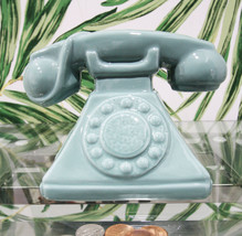 Vintage Nostalgia Teal Rotary Telephone 7&quot;L Money Coin Piggy Bank Decor - £19.97 GBP