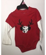 NWT Falls Creek Bodysuit 6-9 Months BABY Doggy Reindeer Red Long Sleeve - £7.71 GBP