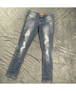 Jou Jou Denim Women Jeans Size 3 Low Rise Blue Embellished Accent Sequence - $37.37 CAD