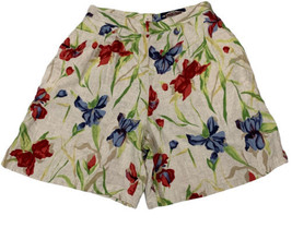 Ruff Hewn Womens Tan Multi-colored Floral Flowers Linen Shorts Size 12 P... - £8.12 GBP