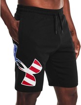 Under Armour Freedom Rival Shorts Mens M Black Big Logo USA Flag NEW - $26.60