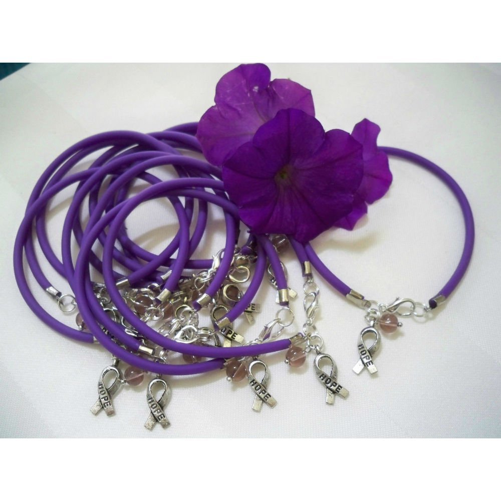 Primary image for PANCREATIC CANCER/ALZHEIMER'S/LUPUS AWARENESS PURPLE BRACELETS/ 1 DZ. COUNT